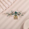 Teyglen Green Crystal Wedding Hair Comb Bridal Headpiece Gold Green