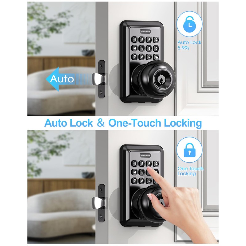 Keyless Entry Door Lock, Door Knob with Keypad, Keypad Door