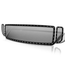 Spec-D Tuning Mesh Rivet Front Grille Insert Compatible with 1999-2004 Ford F250 F350 F450 F550 Super Duty 2000-2004 Excursion