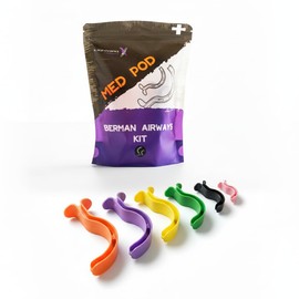 Lightning X Products Berman Oral Airway Kit Emergency EMS Oropharangeal Airways 6-Pack Colored OPA for Emergency First Aid + CPR