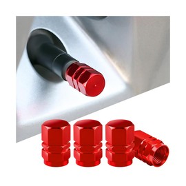 LKAHG 4PCS Car Tire Valve Stem Caps, Heavy Duty Dust Proof Automotive Tire Valve Cap Set, Aluminum Alloy Vehicle Exterior Tire Stem Covers Accessories, Universal for RV, SUV, Truck (Red)