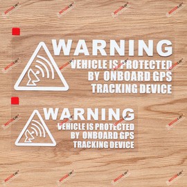 Car GPS Tracking On Board Tracker Warning Security Car Decal Vinyl Sticker - 2 Pack White, 6 Inches, 8 Inches - Die Cut No Background