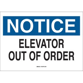 Brady 23056 Plastic Machine & Operational Sign, 10" X 14", Legend "Elevator Out Of Order"