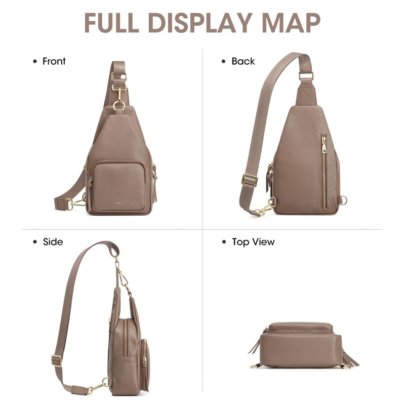 Kattee Small Leather Sling Bag for Women with RFID Blocking,Khaki