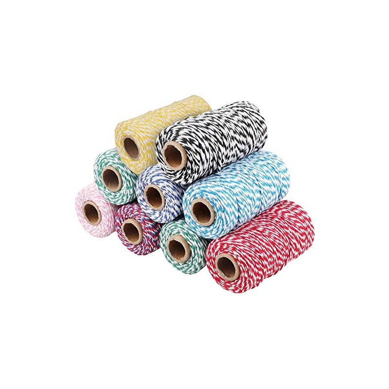 G2PLUS 2x100M Red and White String Twine, 2MM Craft Cotton