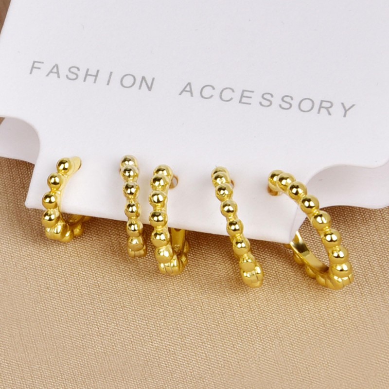 Ball Beaded Huggie Hoop Earrings 925 Sterling Silver Upper Ear