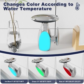 LED Temperature Changing Lighting Smart Faucet, 360° Rotating Pull-Out Fountain Basin Tap, 4 Water Flow Modes Penguin Tap, Ceramic Cartridge Faucet with Sprayer for Bathroom Kitchen (Silver)