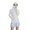 [KOUKOUCOCO] UVラッシュガード ハイネック帽子舌付きUVカットラッシュガード (JP, アルファベット, L, ホワイト)