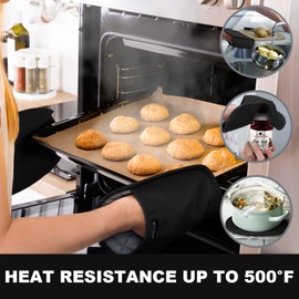 2-Pack Silicone Pot Holders for Kitchen Heat Resistant up to 500°F, Non-Slip Large Hot Pads with Pocket, Trivets for Cooking Baking Hot Pots and Pans, 9.8 x 7.6 Inch (Black)