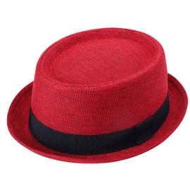 Trenzeo Porkpie Fashion Hat – Breathable Summer Mesh Pork Pie Hat for Men Outdoor Hat Men's Hats (UK, Alpha, XL, Standard, Red)