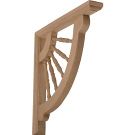 Ekena Millwork BKT01X12X12CRRW-CASE-2 Crendon Wagon Wheel Bracket, Rubberwood-Ready to be Stained