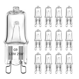 TAIYALOO G9 Halogen Light Bulbs 25W 120V T4 JCD Type Bi-Pin (12 Pack) Xenon Small Light Bulb for Chandeliers, Pendants, Cabinet Lights, Bathroom Light Bulbs, Warm White 2700K, Dimmable