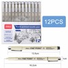 Neoreser Fineliner Set of 12 Black Ink Pens with 12
