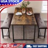 Jojoka Dining Set Table and 2 Upholstered Bench Wood Top