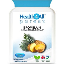 Bromelina 1200GDU por Cápsula | 60 Cápsulas Veganas | Enzima Proteolítica de Piña 2500GDU/g | Apoyo Digestivo y Antiinflamatorio Natural | Sin Aditivos | Health4All UK