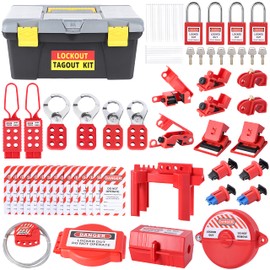 Lockout Tagout Kit,73 Pcs Loto Kit with Safety Padlock+Lockout Hasp+Electrical Plug/Ball Valve/Gate Valve Devices+Circuit Breaker+Loto Tags,Electrical Loto for Electrical/Industrial ect.