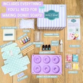 Innovative Ginger DIY Donut Soap Making Craft Kit for Kids, Teens, and Adults - Fun, Easy, Creative - Large Soap Donuts - Perfect Birthday & Holiday Gift - Unique, Mess-Free, All-in-One Kit (Donut)