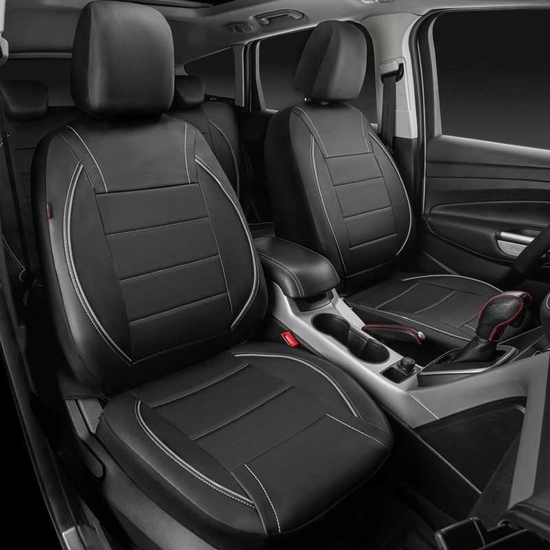 CAR PASS Universal Reflect Piping Leather Car Seat Cover, Fit