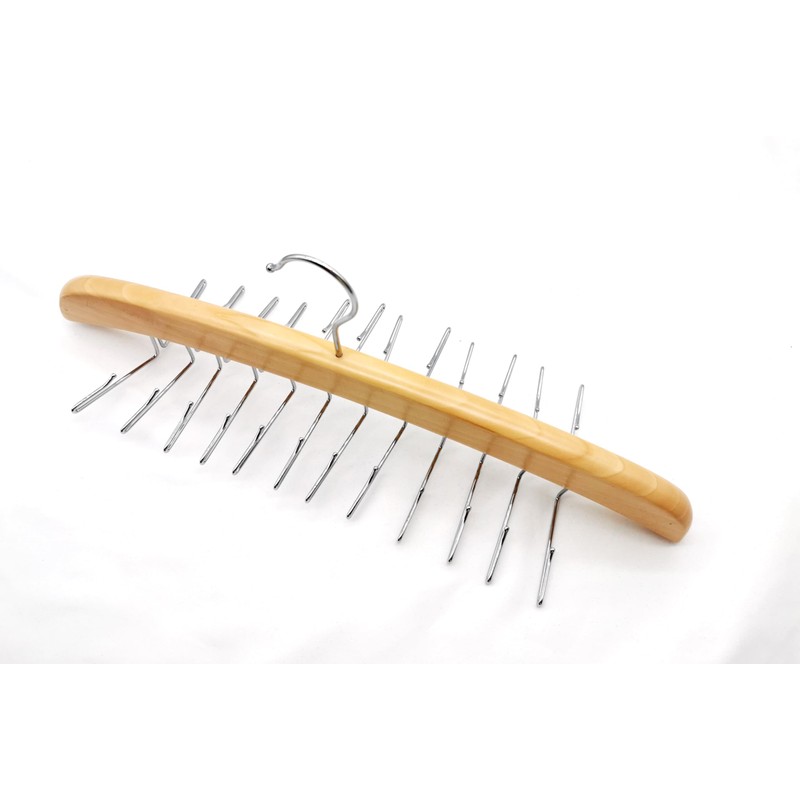 Richards Wooden Tie Rack Hanging Organizer for Mens Closet Accessories,