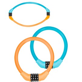Bike Lock Resettable Combination Cable Lock for Bicycle, Scooter and Kids Bike Lock Length 30cm Cable Diameter 1cm 2Pack OVTSPO (Orange and Sky Blue)