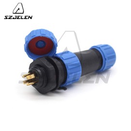 SZJELEN SP13 2pin/3pin/4pin/5pin/6pin/7pin/ 9pin Outdoor Electrical Equipment Power Cable Connector Male and Female,Waterproof Connector Cable Gland Cap (4pin, Panel Mount-Plug(Male)&Socket(Female))