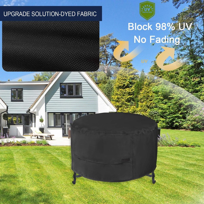 NettyPro Fire Pit Cover Round Waterproof Outdoor Patio Firepit Cover