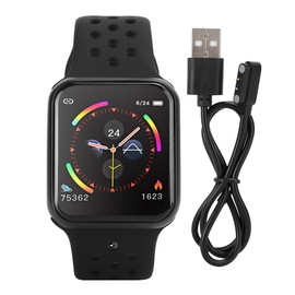 F9 Full Touching Control Smart Bracelet Watch Heart Rate Blood Pressure Monitoring SmartwatchBlack Shell  Black Belt