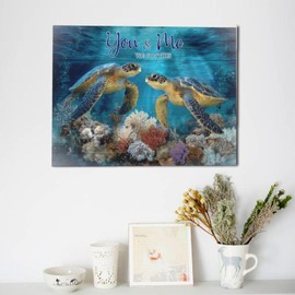 Zyphren Sea Turtle Bathroom Decor Wall Art Under Water Pictures Ocean Turtle Canvas Print Painting Home Artwork Decoration Gifts for Kitchen Living Room Bedroom Bathroom Office 12"x16"