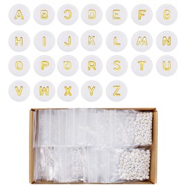 SHOWLL Pack of 2600 Golden Alphabet Beads for Bracelets Letters, 7 mm Acrylic Round Letter Beads for Bracelets, Letter Beads for Bracelets Letter Beads Set