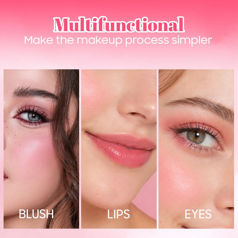 Liquid Blush Tint Multi-Use Lip Cheek Makeup High-Pigment Rose