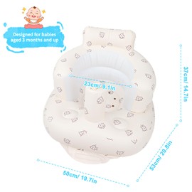 Inflatable Baby Seat for Babies 3 Months and Up, Toddler Floor Seats for Sitting Up, Built in Air Pump Baby Seats for Kids, Blow Up Baby Chair with Back Support - Rabbit