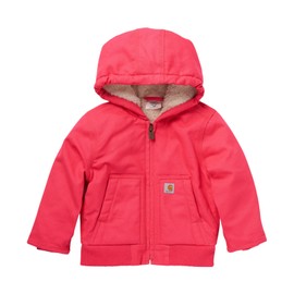 Carhartt Kid's CP9566 Canvas Insultated Hooded Active Jac - Girls - 18 Months - Raspberry