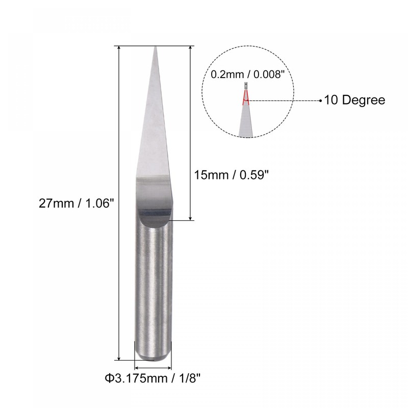 sourcing map Wood Engraving Router Bit, 1/8" 3.175mm Shank 0.2mm