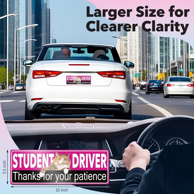 3 Pcs Student Driver Magnet for Car, HOLENGS Removable Reflective