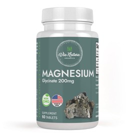 Magnesium Glycinate 200 mg | Gluten Free | Non-GMO | 60 Tables by Via Natura Organics