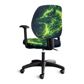 ELEDIZI Wolf Galaxy Office Chair Cover Cool Gaming Chair Covers Soft Desk Chair Slip Covers without Arms Decorative Computer Office Chair Cover Chair Covers Seat and Back 2 Pcs Office Chair Dust Cover