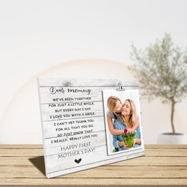 SUNBMO Mom Picture Frame, First Mother's Day Gift for New Mom, white
