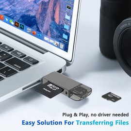 USB SD Card Reader, Micro USB SD Card Adapter Type C to SD Memory Card Reader OTG Device for SDXC, SDHC, SD, MMC, RS-MMC, Micro SDXC, Micro SD, Micro SDHC Card, Support UHS-I Card