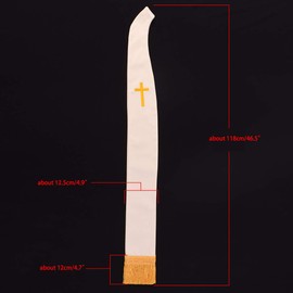 BLESSUME Church Clergy Pastor Cross Embroidered Stole, White 1, One Size