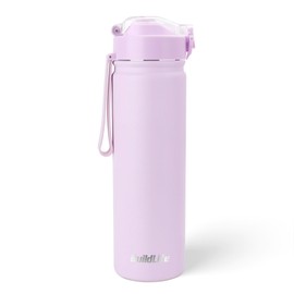 BuildLife 720ML Insulated Water Bottle with Straw,Leak Proof Double Walled Stainless Steel Metal Sports Water Bottles, BPA Free,Dishwasher Safe,Drinking Bottle for Travel,School,Gym (Purple)