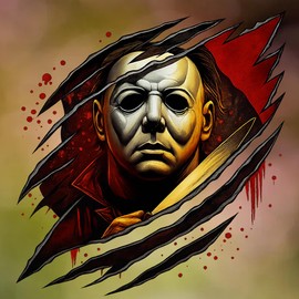 Horror Mask Decal 7x7 inch – Scary Mask Face Ripped Wall Sticker for Car, Truck, Laptop, Fridge – Waterproof Creepy Vinyl Removable Decor for Adults, Men, Teens