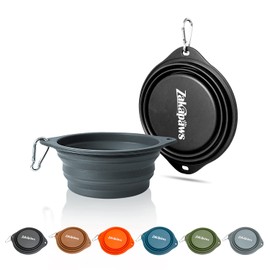 ZAKAPAWS Silicone Dog Travel Bowl, 2 Pack Collapsible Pet Bowl, Foldable No Plastic Rim Pet Feeding Bowls, Water Cup for Pet Hiking,Camping