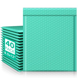 Fuxury Bubble Mailers 8.5x12 Inch 40 Pack Self Seal Large Bubble Envelopes Water Resistant Thick Cushioning Mailer for Small Business Packaging, Mailing Teal #2