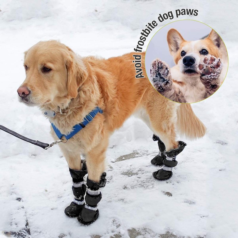 Billionchains 4 PCS Dog Boots Waterproof Dog Shoes with Reflective,