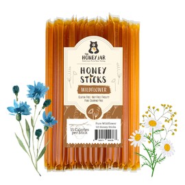 The Honey Jar Wildflower Flavored Raw Honey Sticks - Pure Honey Straws For Tea, Coffee, or a Healthy Treat - One Teaspoon of Flavored Honey Per Stick - Made In The USA with Real Honey - (50 Count)