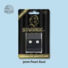 STUDEX Sensitive White Pearl Stud Earrings 5mm | Hypoallergenic and Nickel Safe for Sensitive Ears | Gold Plated Posts | High Fashion Earrings for Women and Men-PR-675-S