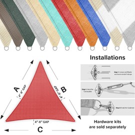 INFRANGE Sun Shade Sail Triangle 8' x 8' x 8' UV Block Sunshade Canopy Fabric for Oudoor Patio Pergola Garden Backyard Pool, Red