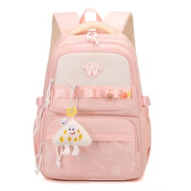 Waniki School Backpack Girls School Bag Boys Teenagers Waterproof Nylon Backpack Girls Multiple Pockets School Bag Lightweight School Bag for Girls Travel Backpack for School Travel Sports, pink-k010