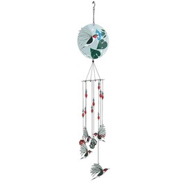 Red Carpet Studios Carillón de Viento de para Exteriores Charley Harper Minimalista de Metal y Vidrio en Espiral, 31 Pulgadas de Largo, sorbero de Lil'