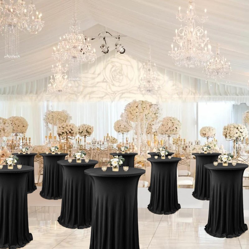 ANMINY Round Cocktail Table Covers with Ruffle Skirt Removable Washable